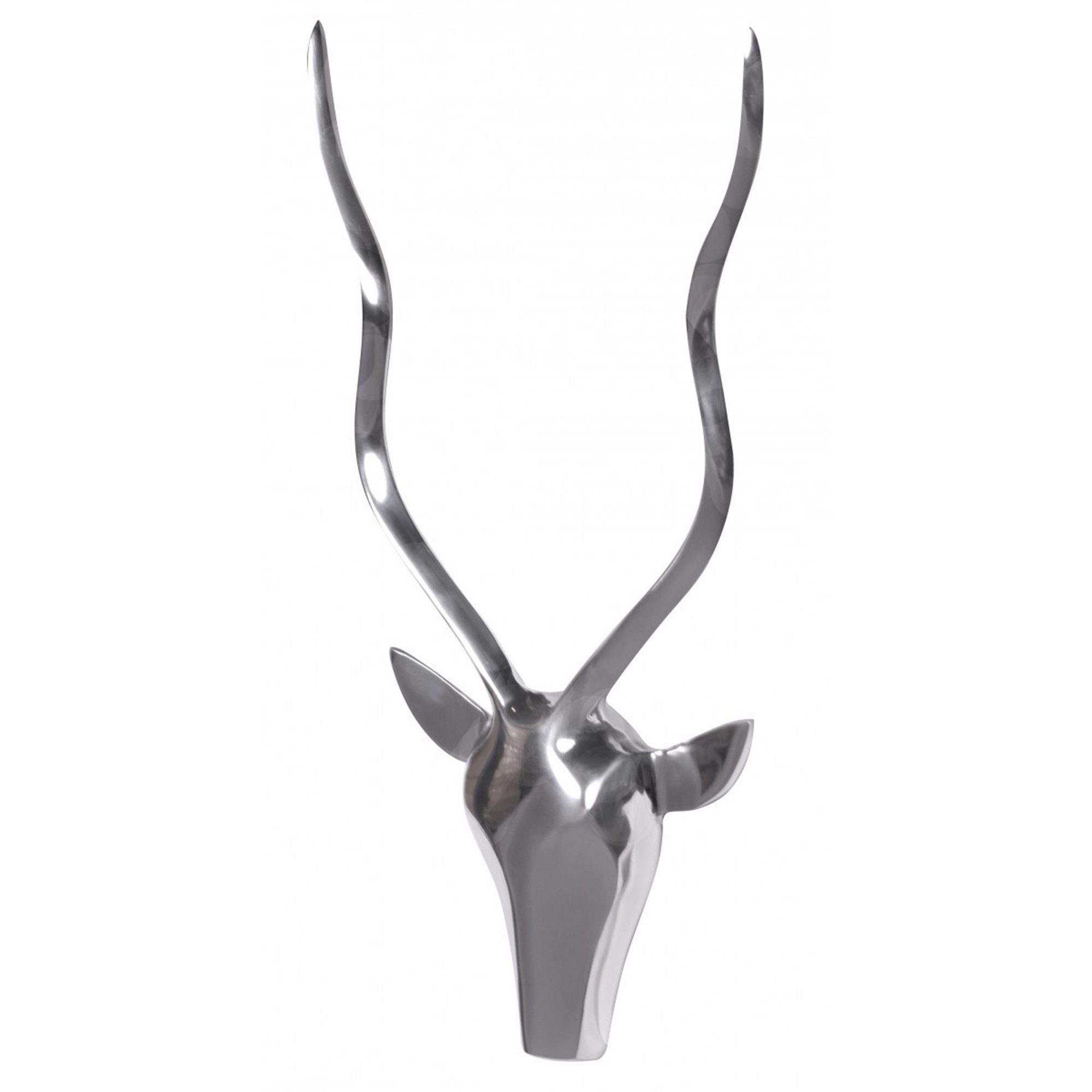 FINEBUY Wanddekoobjekt FB37878 Hirschgeweih Deko Hirschkopf Silber Wanddekoration Metall (Wandgeweih Alu Modern, Jagdtrophäe Wandschmuck), Geweih Wanddekoration 33x54x4 cm Aluminium Silber