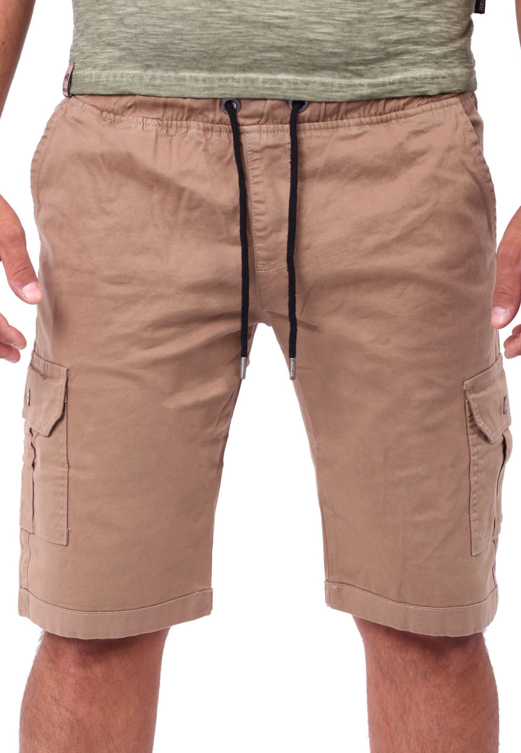 Reslad Cargoshorts Cargo-Hose Shorts Chinohose Kurz Reslad Freizeithose Hose Seitentaschen Cargoshorts (1-tlg) Cargo bequeme Herren mit beige Chino kurze Hose Herren