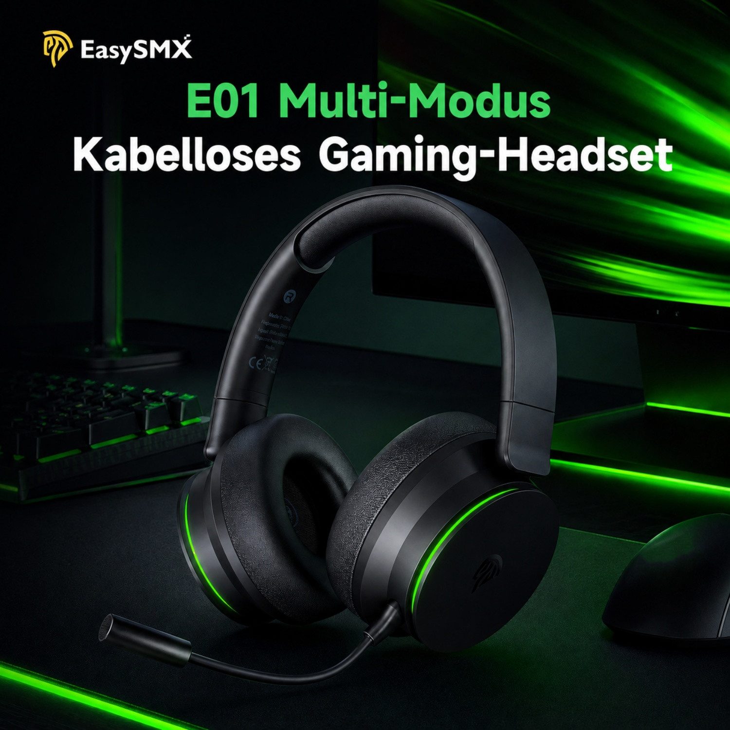 ANYSUN Gaming-Headset,Bluetooth Gaming-Kopfhörer,abnehmbares Mikrofon, Gaming-Headset (Bluetooth 5.3,Noise Cancelling, Bluetooth Headset,Bluetooth& 2,4 GHz,PC, PS5, PS4,Switch, Mobilgeräte)