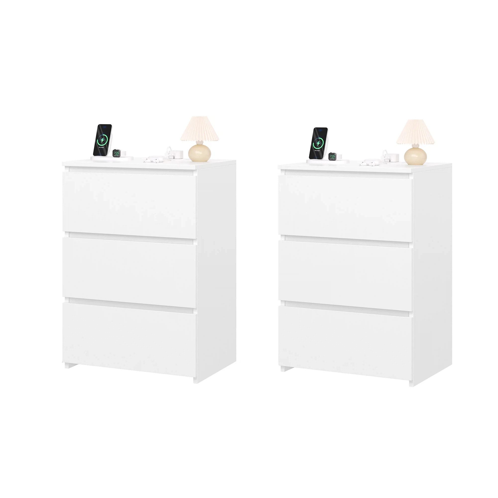 Homfa Nachttisch Nachtschrank Nachtkommode Nachtkonsole (2-St), 3 Schublade günstig online kaufen
