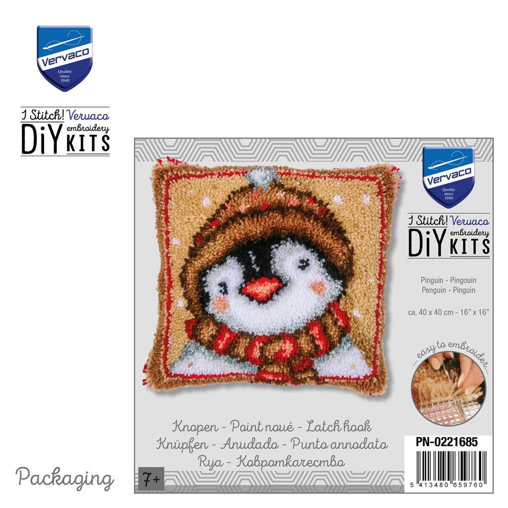 Vervaco Kreativset Vervaco Knüpfkissenpackung Pinguin, (Set, Vervaco embroidery Kit), Made in Europe