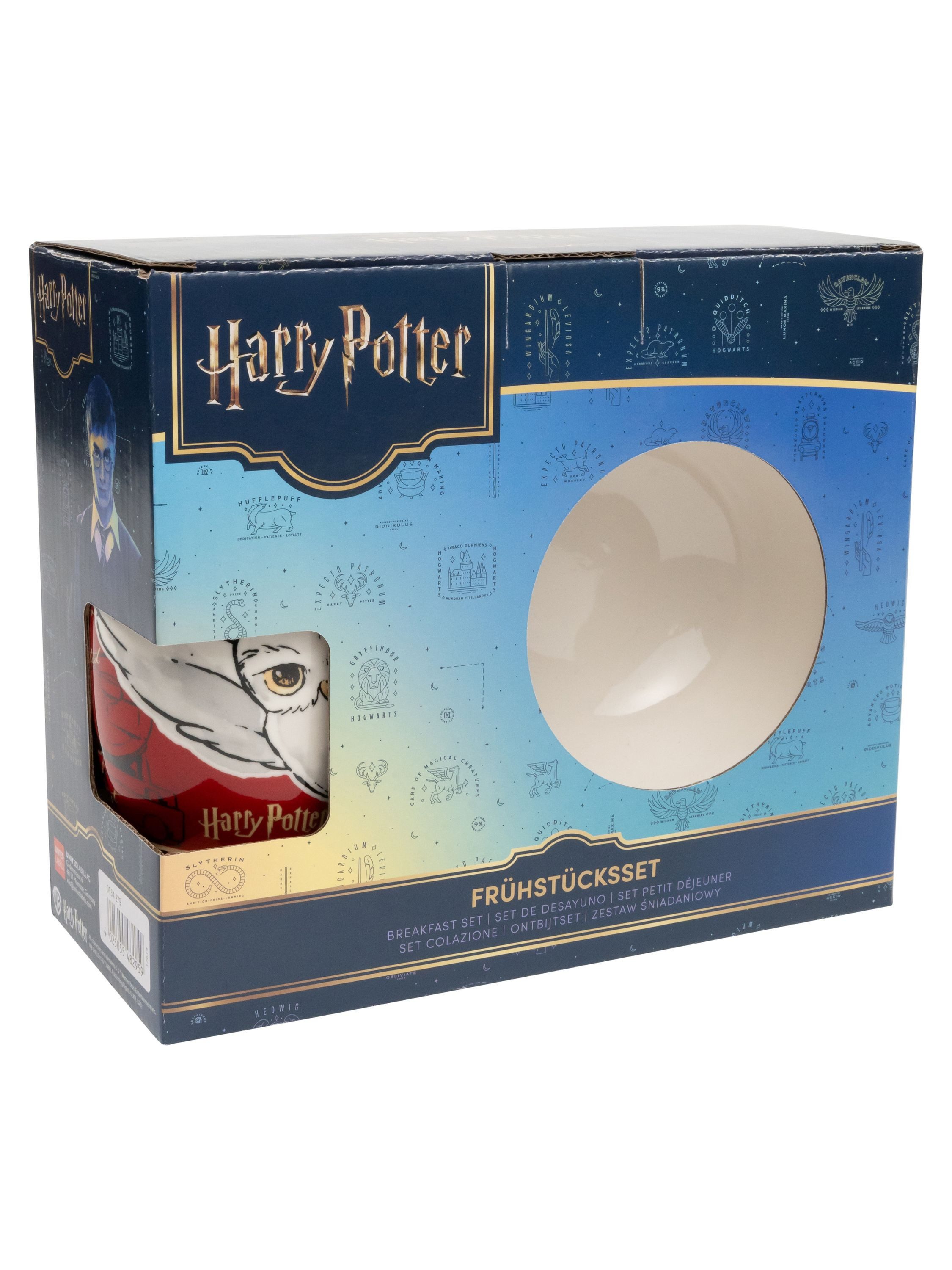 United Labels® Frühstücks-Geschirrset Harry Potter - Hedwig Eule - 3-teilig, 1 Personen, Porzellan