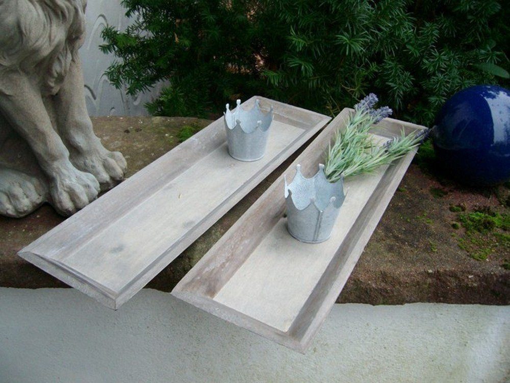 Deko-Impression Dekotablett Dekoratives Tablett-Set, (2 Stück) Holz, grau-braun-beige 55 x 16 cm (2 St)