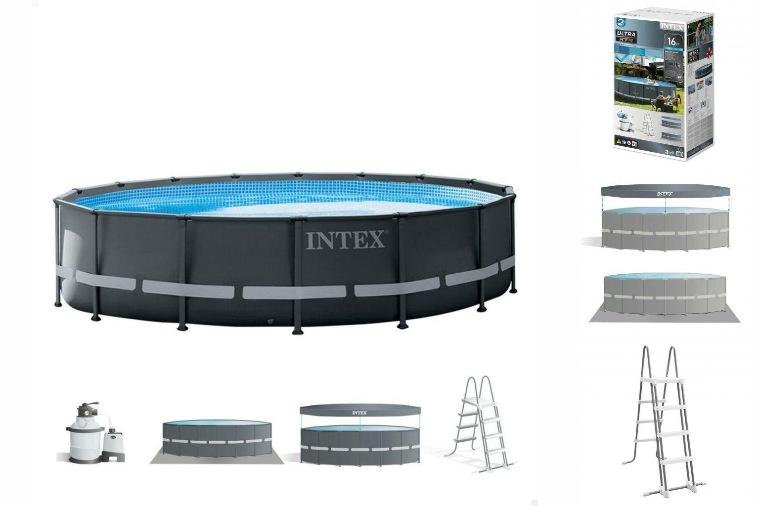Intex Pool Schwimmbad Abnehmbar Intex 488 x 122 x 488 cm Pool Garten