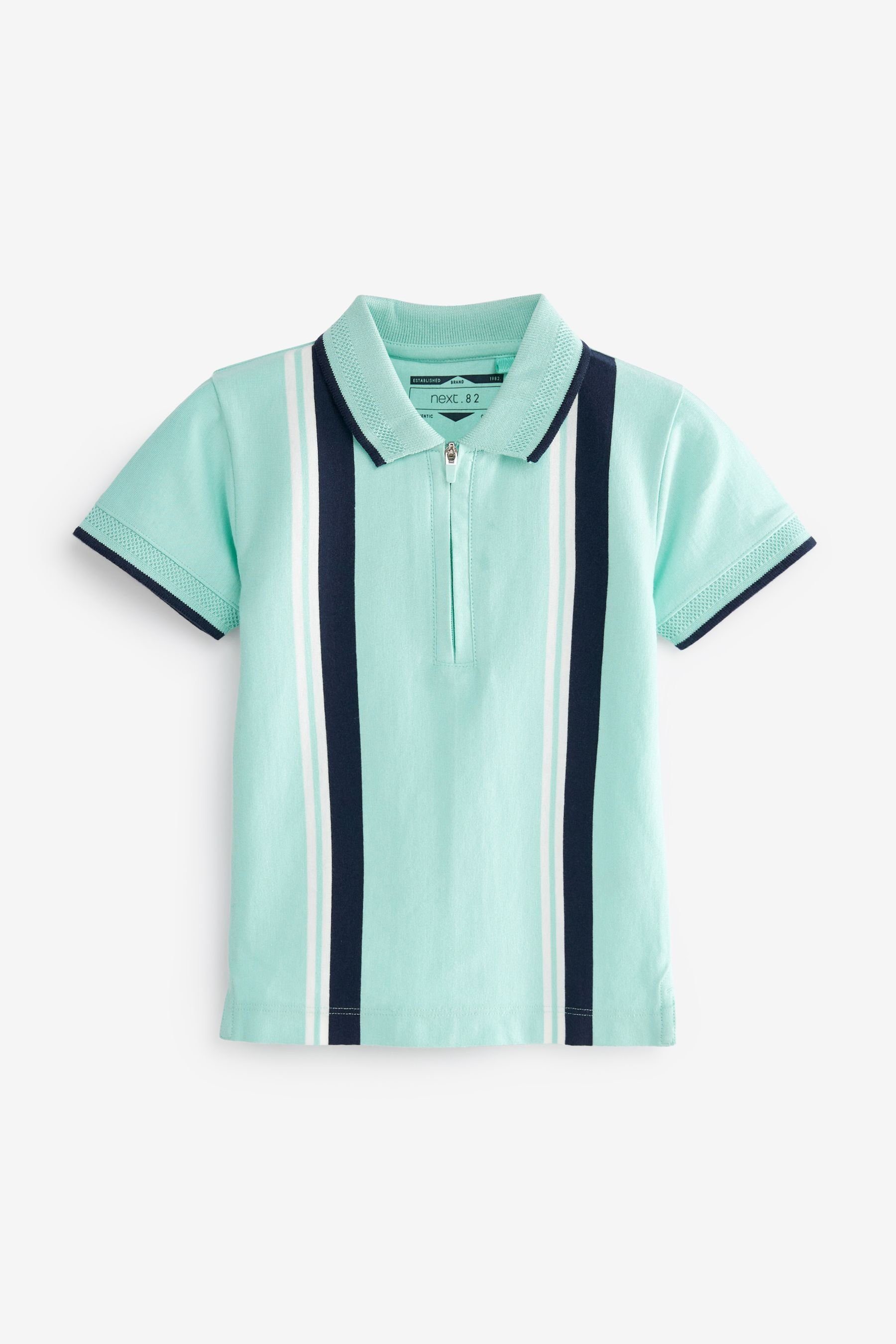 Kinder Jungen (Gr. 50 - 92) Next Poloshirt Poloshirt mit Querstreifen und Reißverschluss