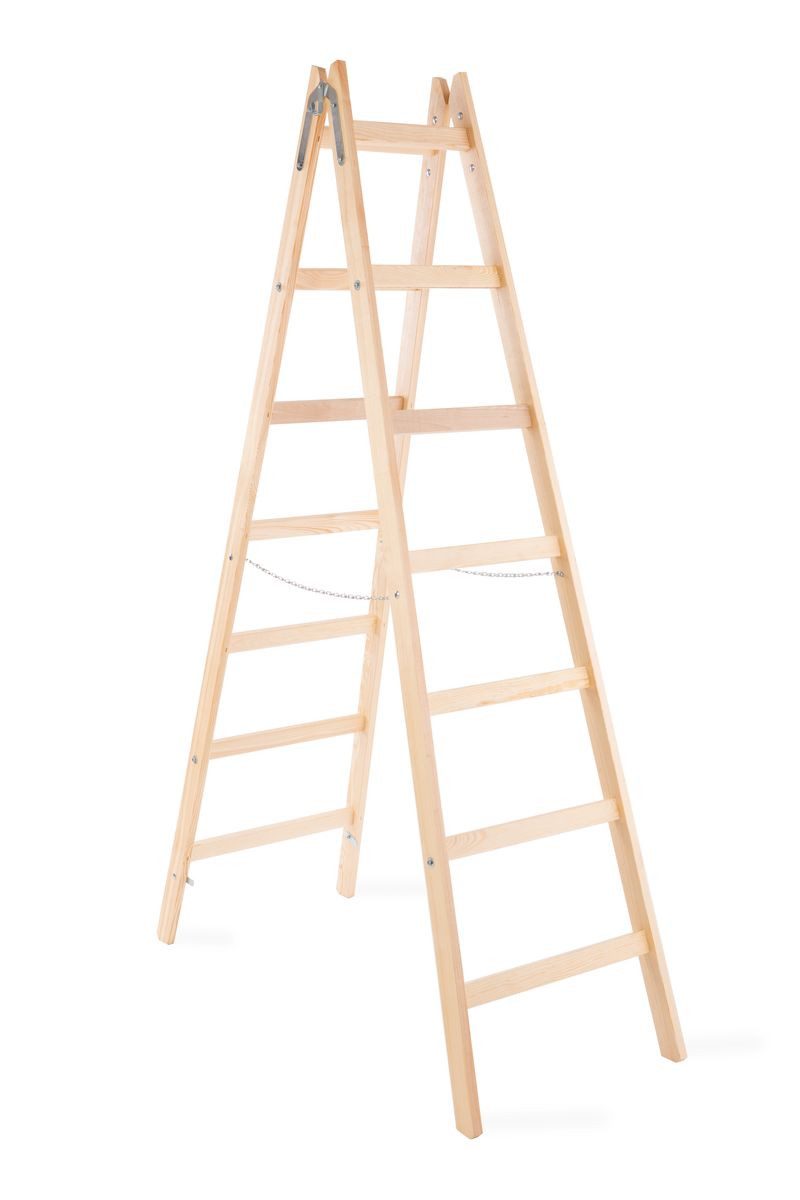 PROREGAL® Stehleiter Wood Double Giraffe Holz-Sprossen-Stehleiter mit Sicherheitsband (Leiter, Trittleiter, Bockleiter, Holzleiter, Sprossen-Doppellleiter), Meh – Bild 3 von 5