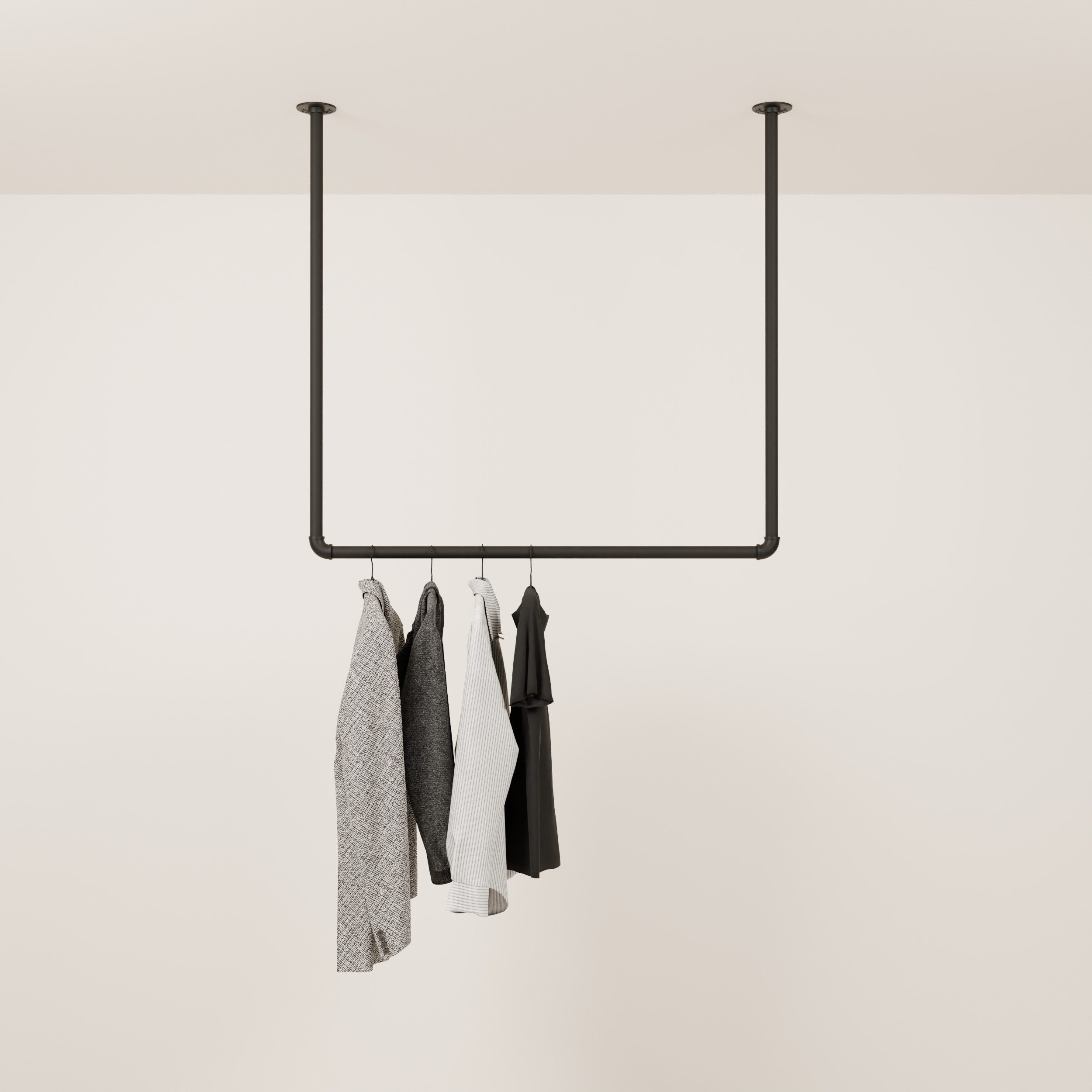 pamo. design Garderobenstange Kleiderstange HANG für Jacken, Mäntel & Kleidung, (Set, 1), schwarze Garderobe für den Eingangsbereich mit hohen Decken