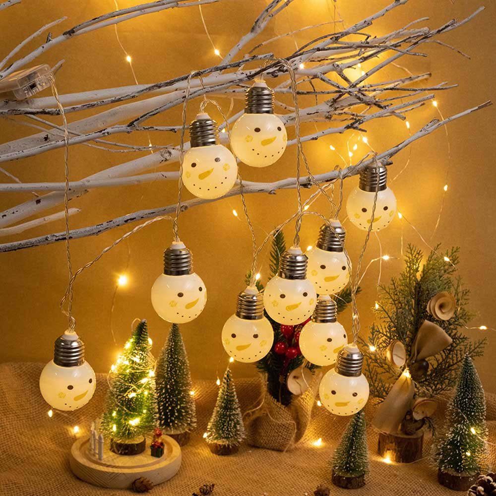 Weihnachtsbaum Zuckerstange/Stern/Schneemann/Weihnachtsmann Deko, Rosnek Weihnachtsmotiv, Schneemann LED-Lichterkette 1.5M, Schlafzimmer für batterie, Glühbirne