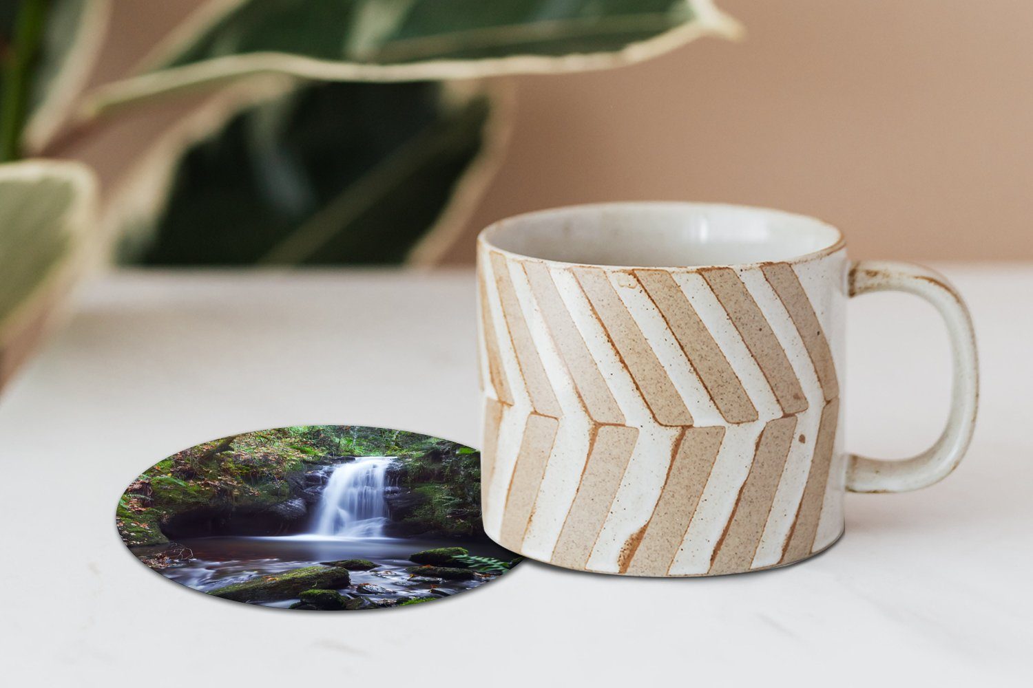 Becher Gläser, Zubehör - Natur - Korkuntersetzer, Wasserfall 6-tlg., Getränkeuntersetzer, Tasse, für Glasuntersetzer MuchoWow Wasser, Tassenuntersetzer,