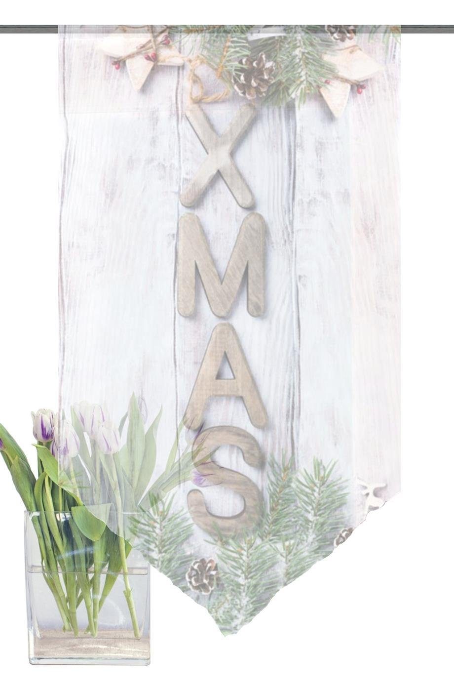 HOME WOHNIDEEN Gardine Home Wohnideen Fensterbehang Aus Voile Xmas 054922 (1 St), Lichtschutz, Stoff