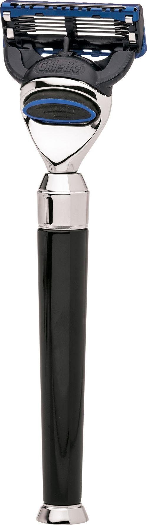 ERBE Fusion-Klinge, Schwarzer Gillette® Edelharz-Griff mit kombiniert glänz. Nassrasierer Paris,