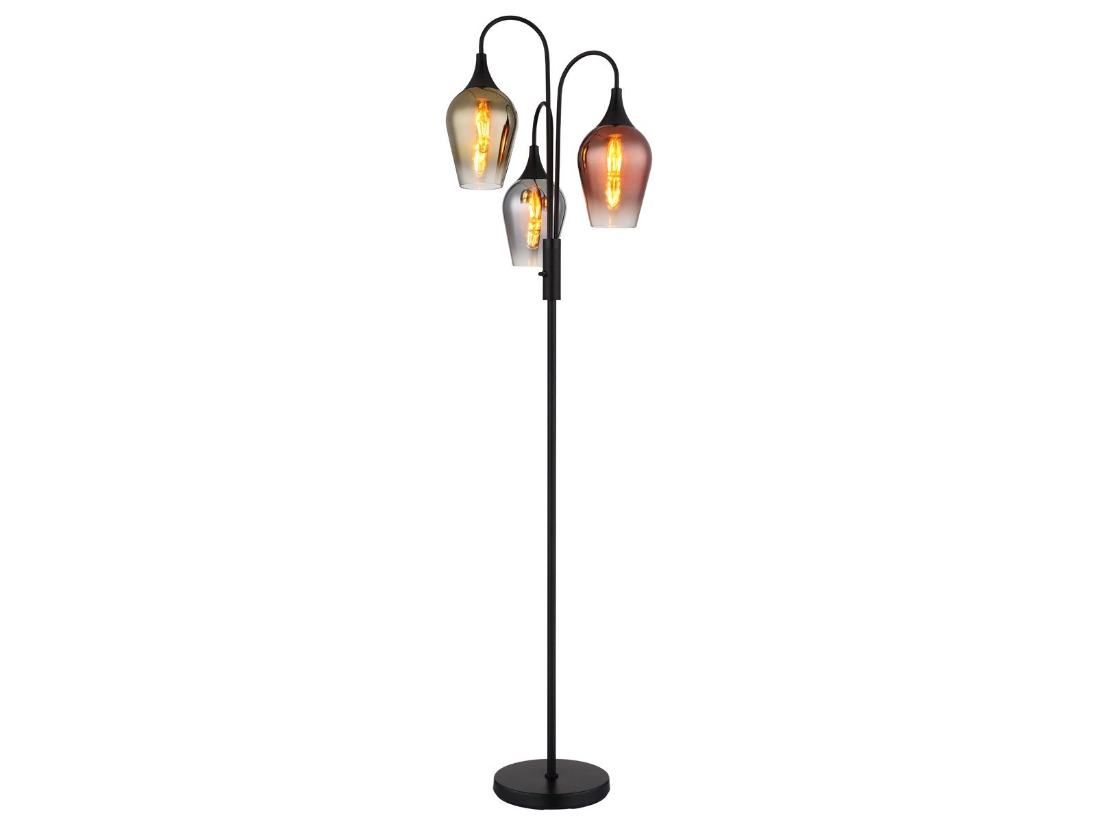 GLOBO LIGHTING LED Stehlampe, LED wechselbar, warmweiß, groß-e ausgefallene mit Glas Lampenschirm mehrflammig Ecke, Höhe 165cm