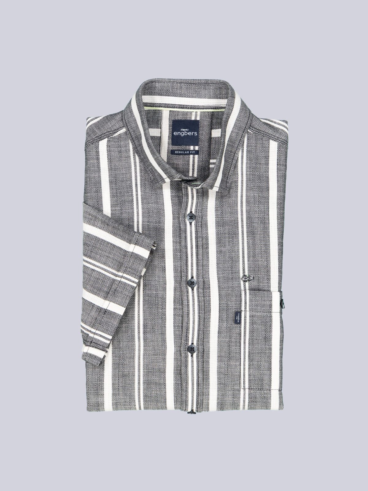 Engbers Kurzarmhemd Herren Kurzarm-Hemd gestreift, Schwarz