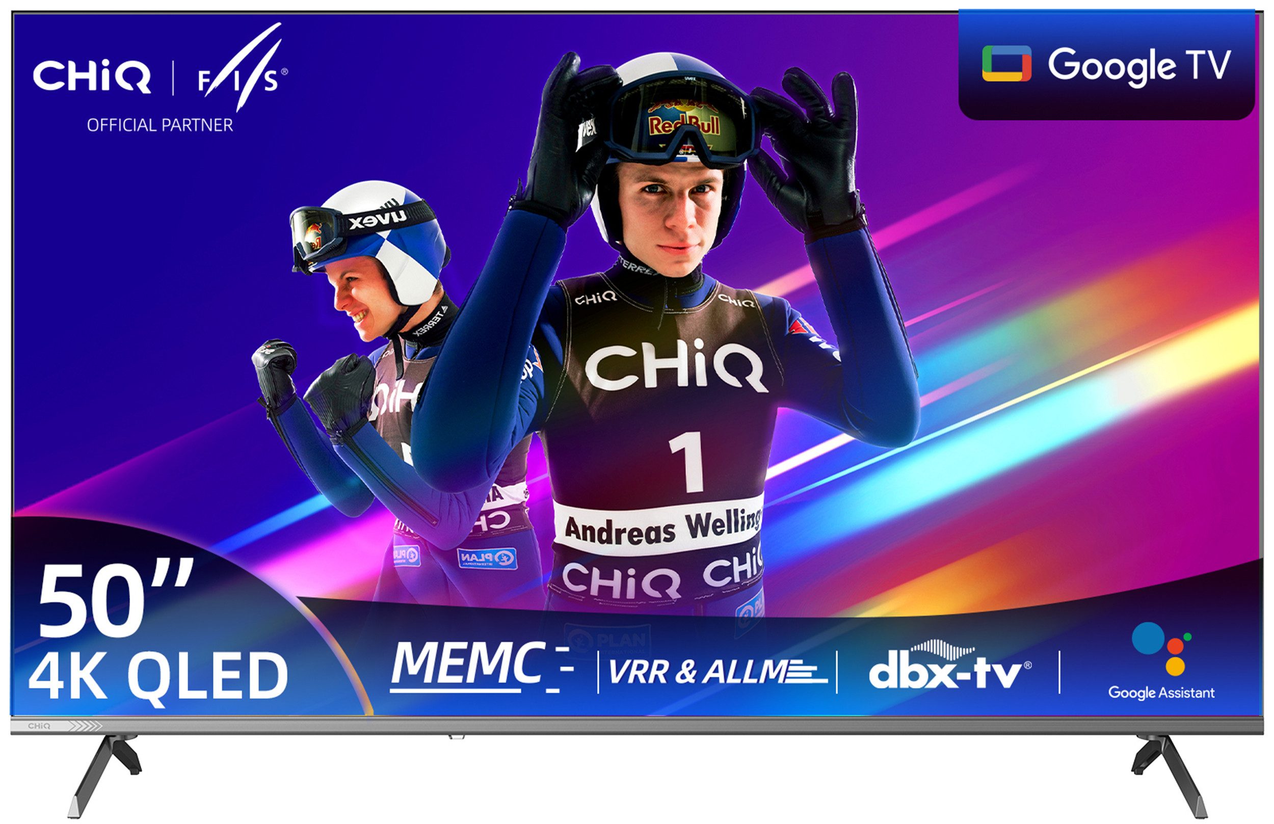 CHiQ U50QST QLED-Fernseher (127 cm/50 Zoll, 4K Ultra HD, 4K UHD TV, Smart-TV, QLED TV, Google TV, Inkl. Streaming Content, Kompatibel mit Apple AirPlay, Google TV)