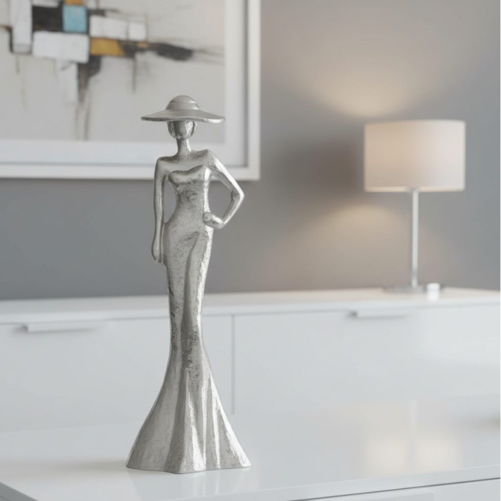 MF Dekofigur Lady Tatjana Elegante Aluminium Figur in Silber – Deko für Innenräume (1 St)