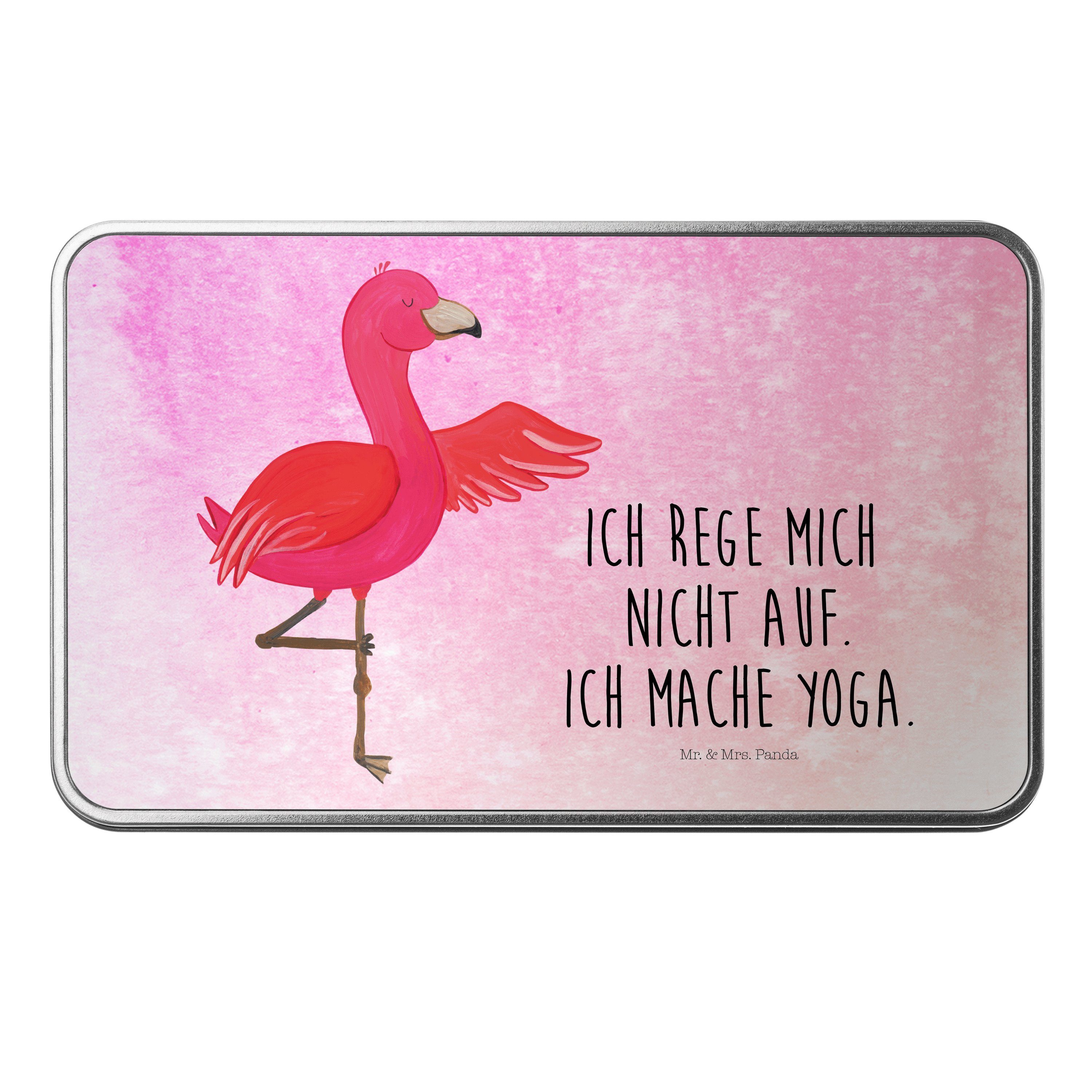 Mr. & Mrs. Panda Dose Flamingo Yoga - Aquarell Pink - Geschenk, entspannt, Dose, Yogapose, (1 St)