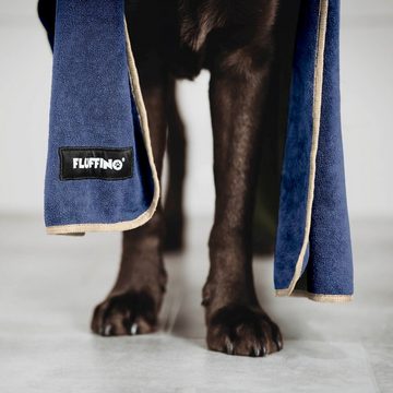 FLUFFINO® Hundehandtuch Mikrofaser 2er-Pack 90x50cm Beige & Blau, (2-St)