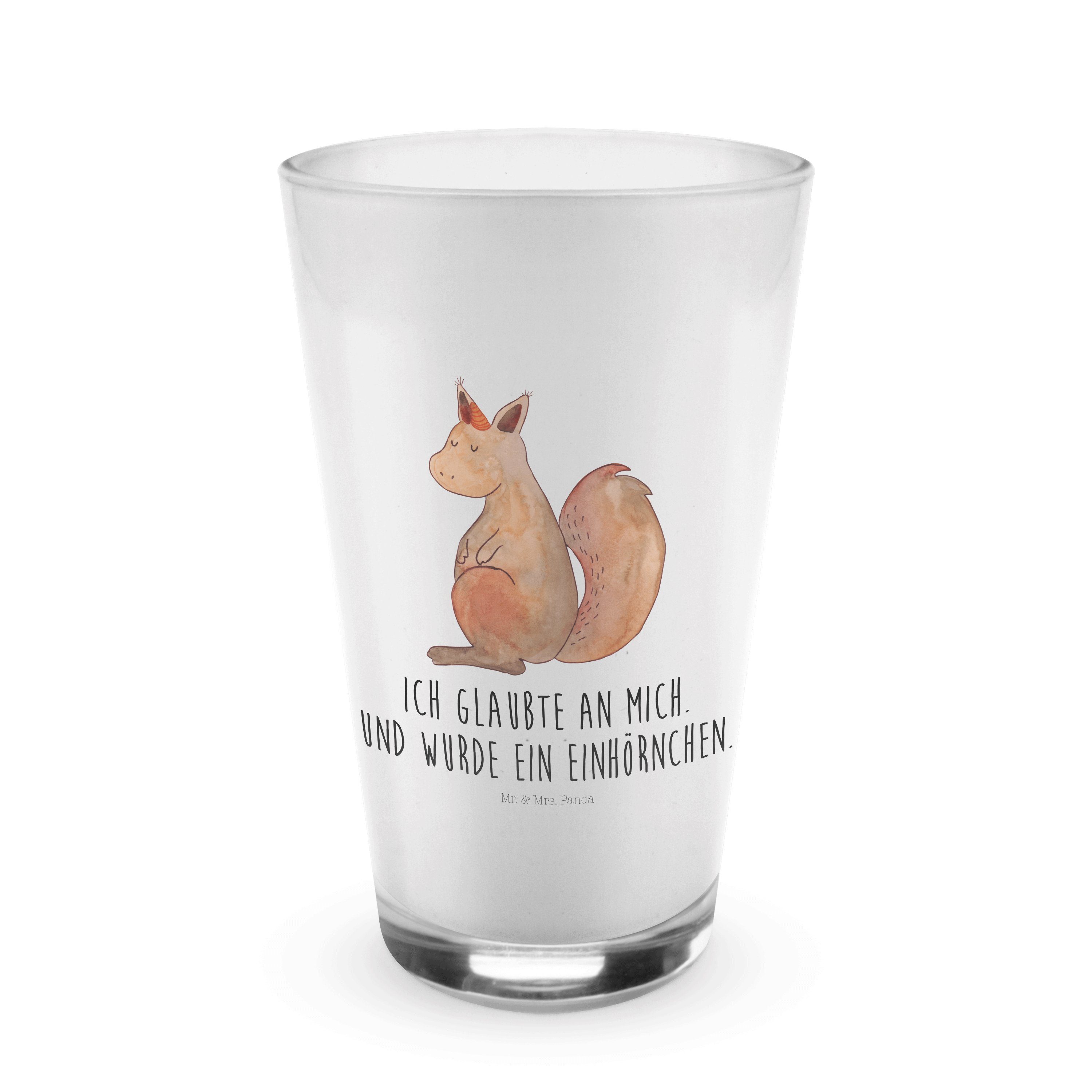 Mr. & Mrs. Panda Glas Einhörnchen Glaube - Transparent - Geschenk, Eichhorn, Latte Macchiat, Premium Glas