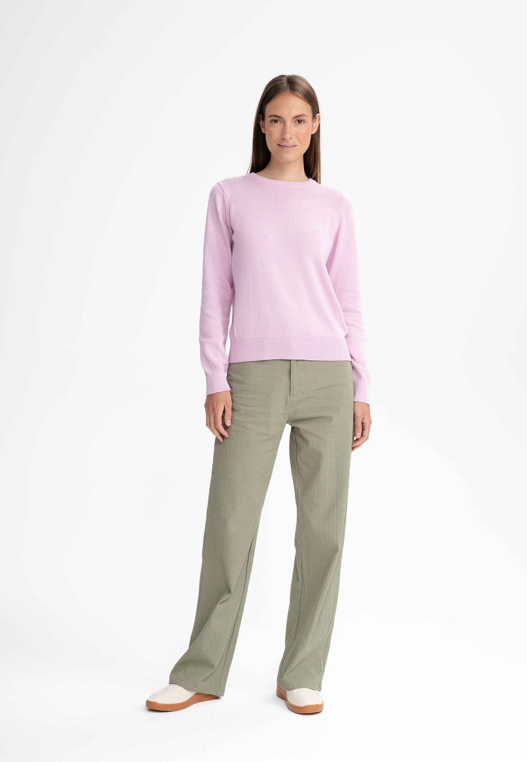 MELA Strickpullover Feinstrick Pullover Style DHANA Gerippter Kragen