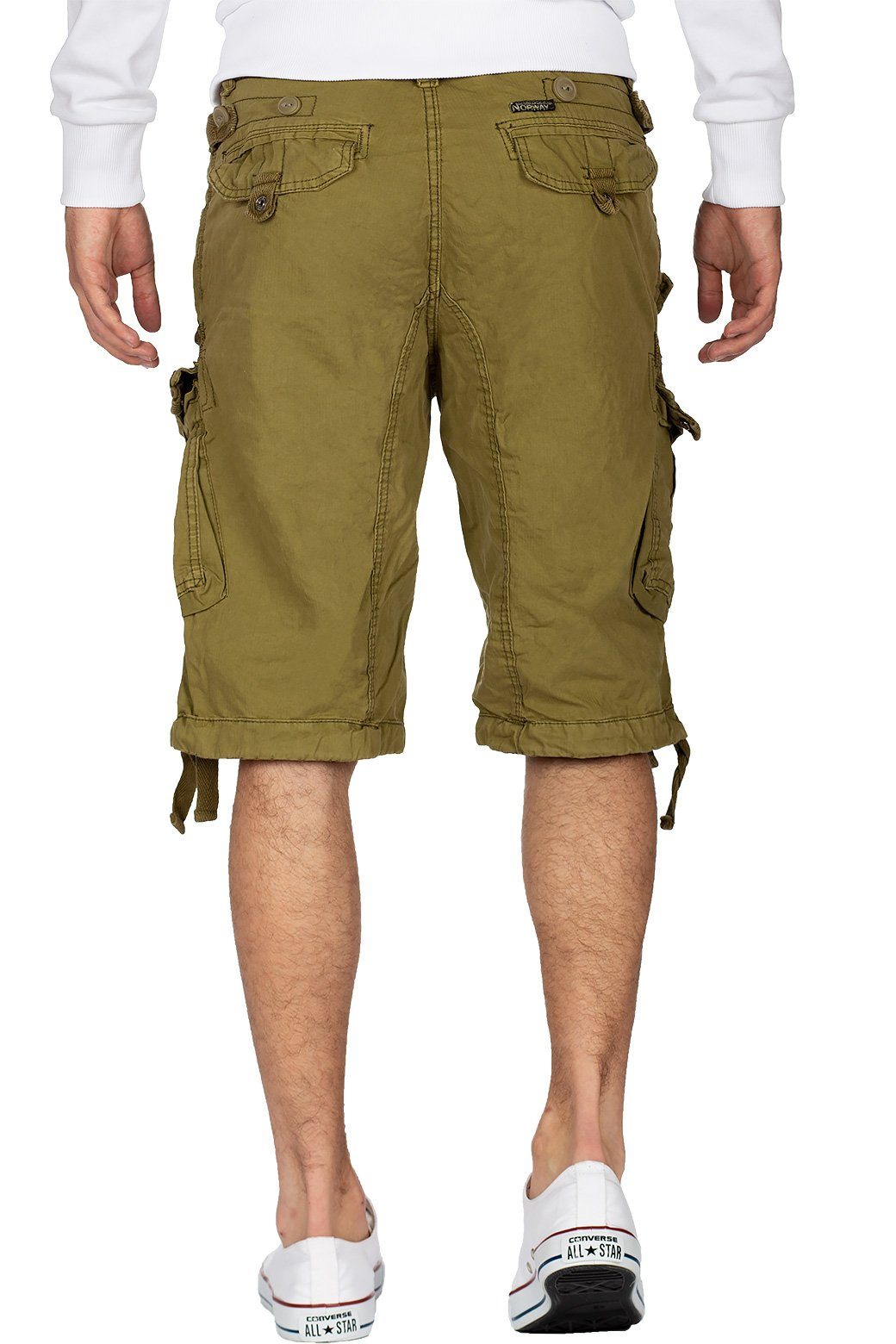 Herren Hose kurze Cargoshorts (1-tlg) bapanoramique Basic Norway Gürtel mastic Geographical mit