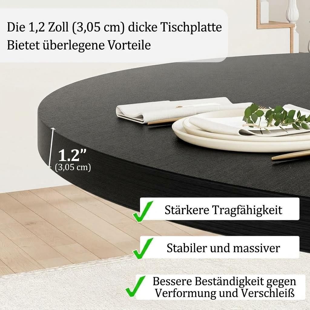 GarveeMore Esstisch runder 47 Zoll aus Holz,robuster Holzsockel für 4 Personen, Küchentische mit Holzsockel für Esszimmer,Küche,Wohnzimmer