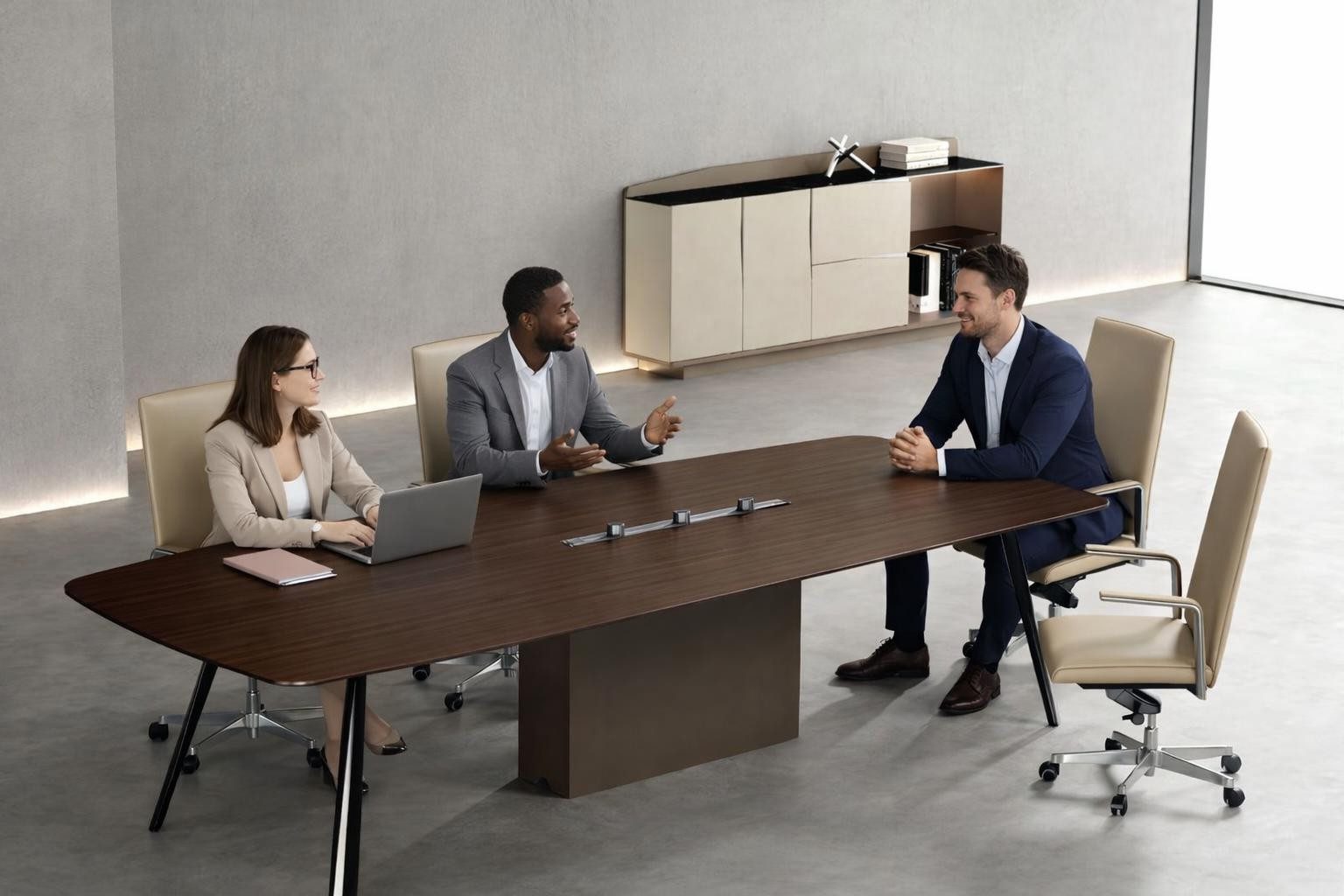 Xlmoebel Konferenztisch Elegantes 2-teiliges Büro-Set mit Konferenztisch und Sideboard (Büro-Set, 2-teiliges Büro-Set), Made in Europa