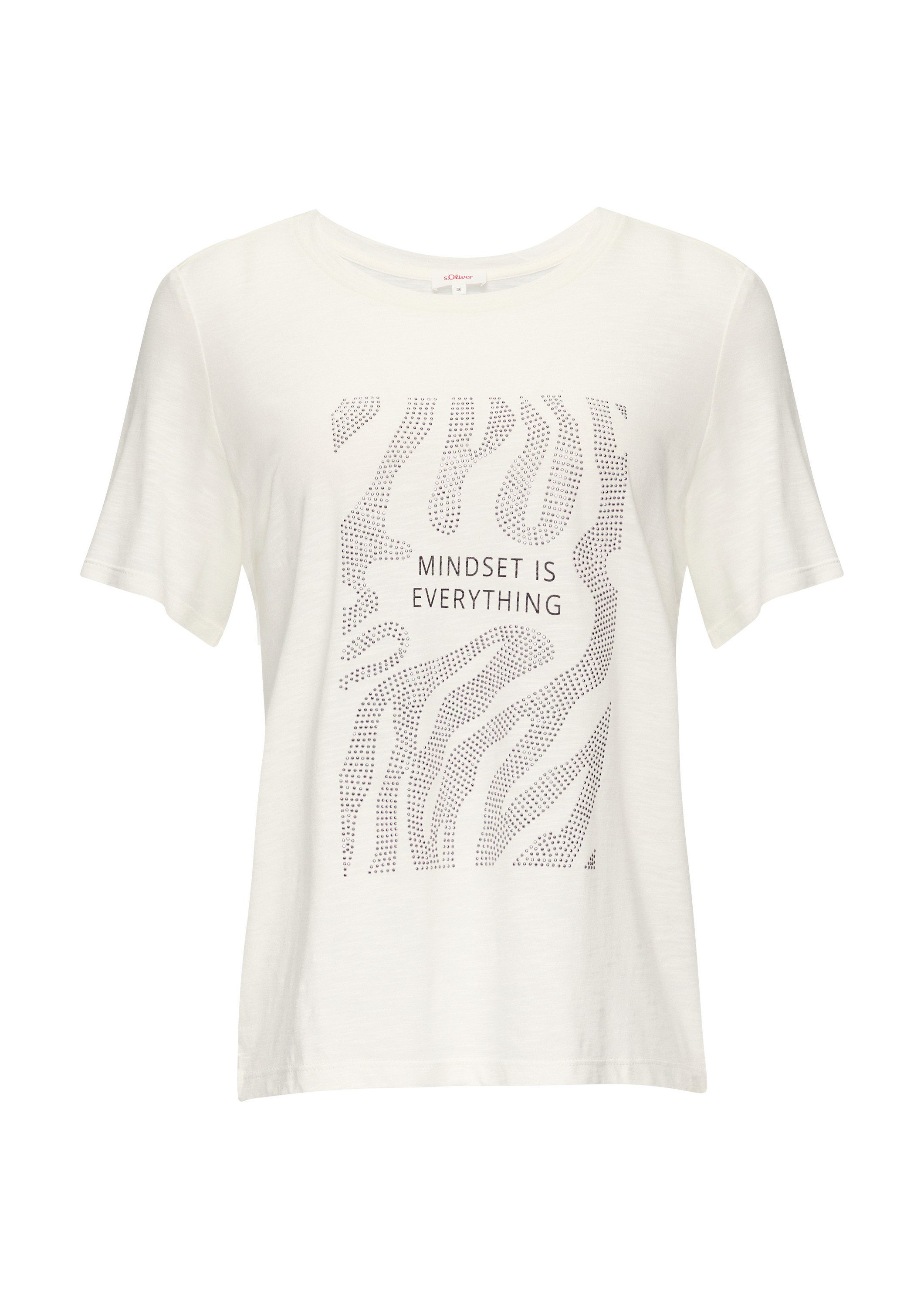 s.Oliver Kurzarmshirt T-Shirt Flammgarnshirt mit Schmucksteinen günstig online kaufen