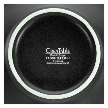 CreaTable Tafelservice, 21822, Serie Schiefer black, 4-teiliges Geschirrset, Teller Set aus (4-tlg), 4 Personen, Steinzeug