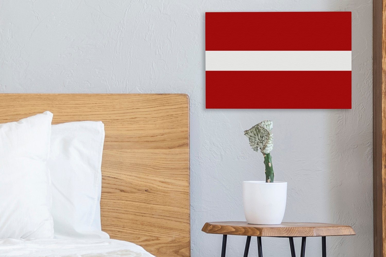 Lettland, Flagge cm von Wanddeko, der 30x20 Leinwandbilder, Aufhängefertig, St), OneMillionCanvasses® Wandbild (1 Leinwandbild Nahaufnahme