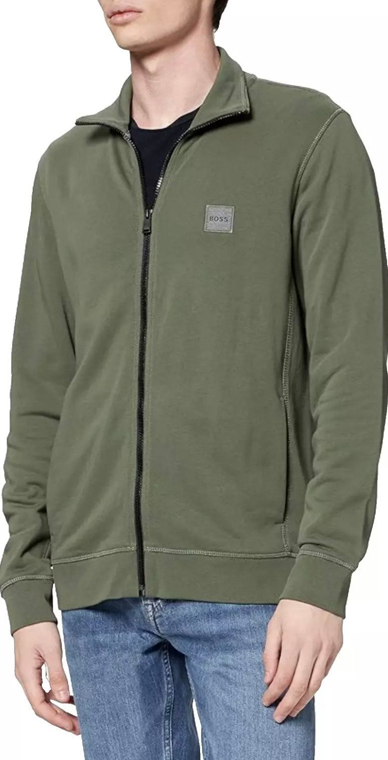 BOSS Sweatjacke Herren Zestart Zip Jacke Gerippter Stehkragen, Reißverschluss, seitliche Eingrifftaschen
