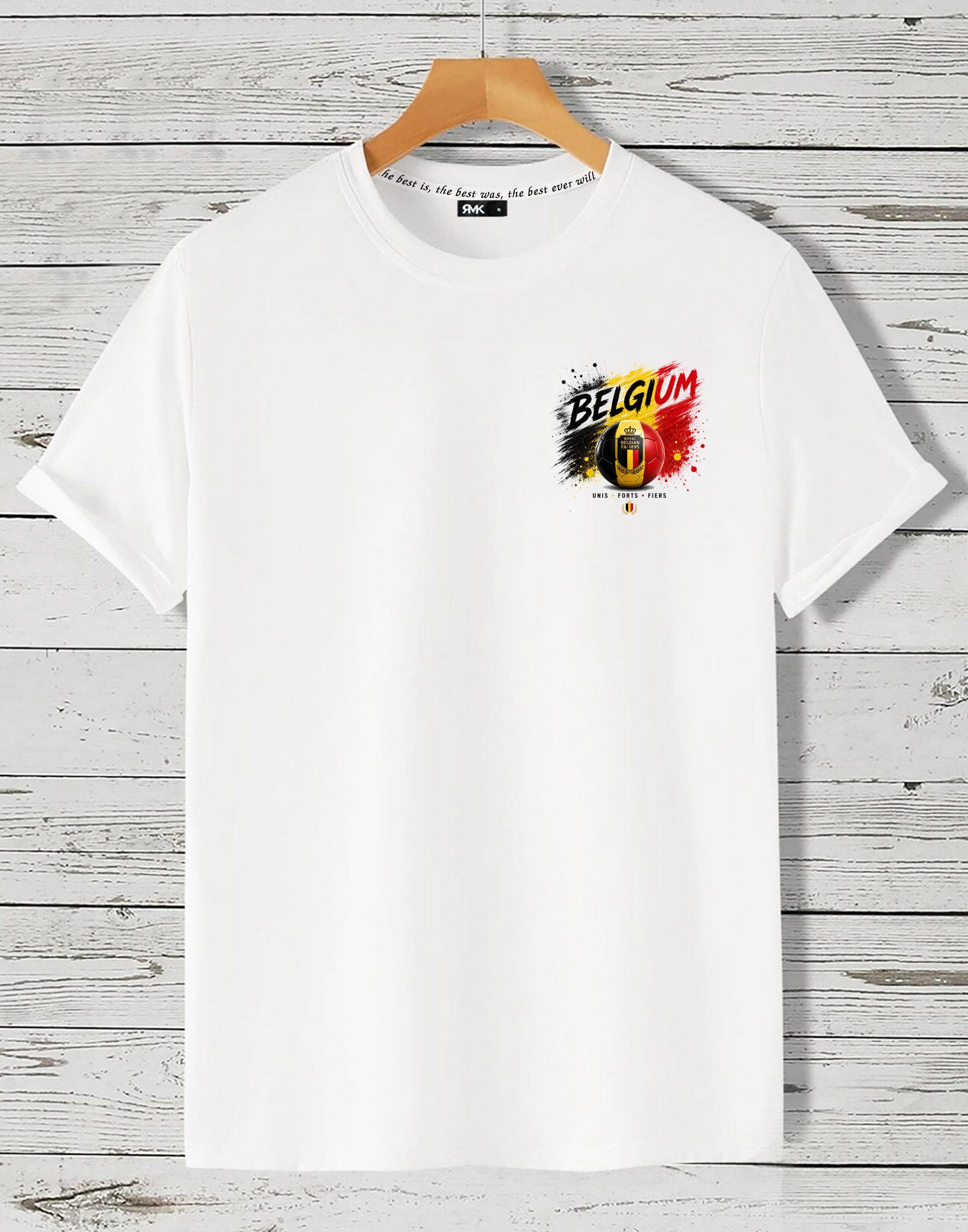 RMK T-Shirt Herren Shirt Rundhals Fußball Belgium Belgien WM 100% Baumwolle