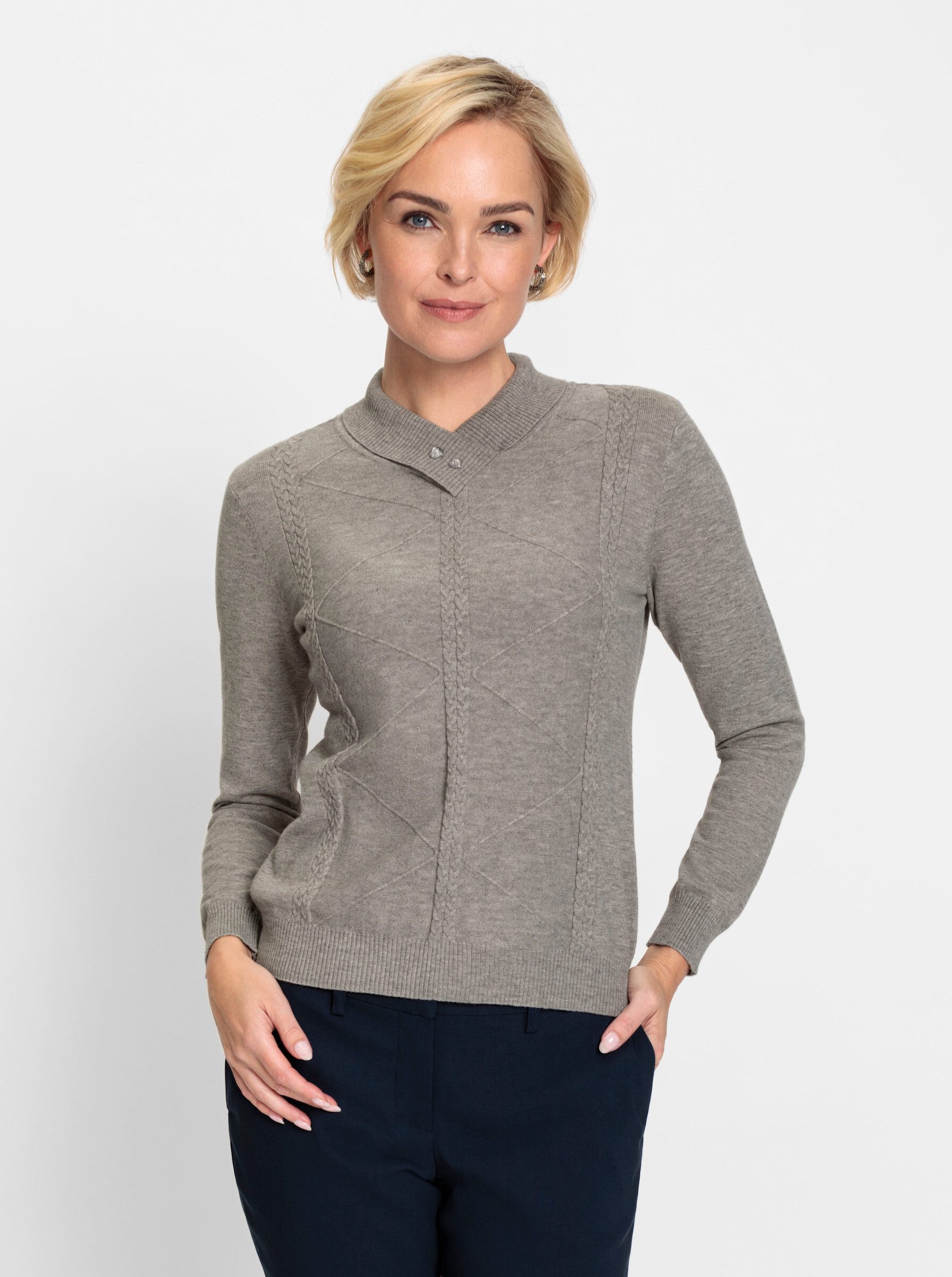 Strickpullover Pullover Langarm Zopfmuster