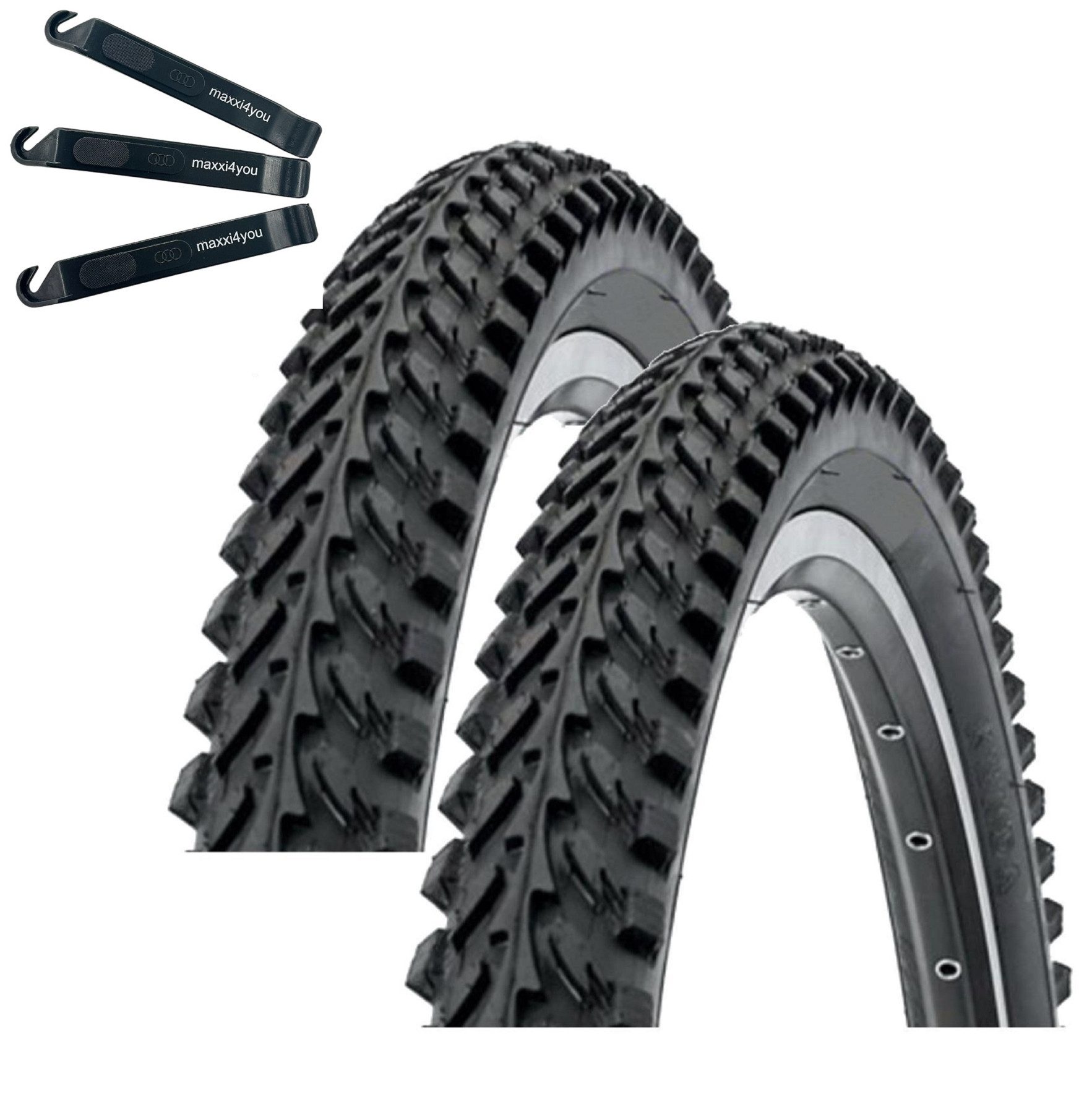 maxxi4you Fahrradreifen 2 x Kenda K-898 MTB 26 x 1,95 (50-559) Schwarz inkl. Reifenheber