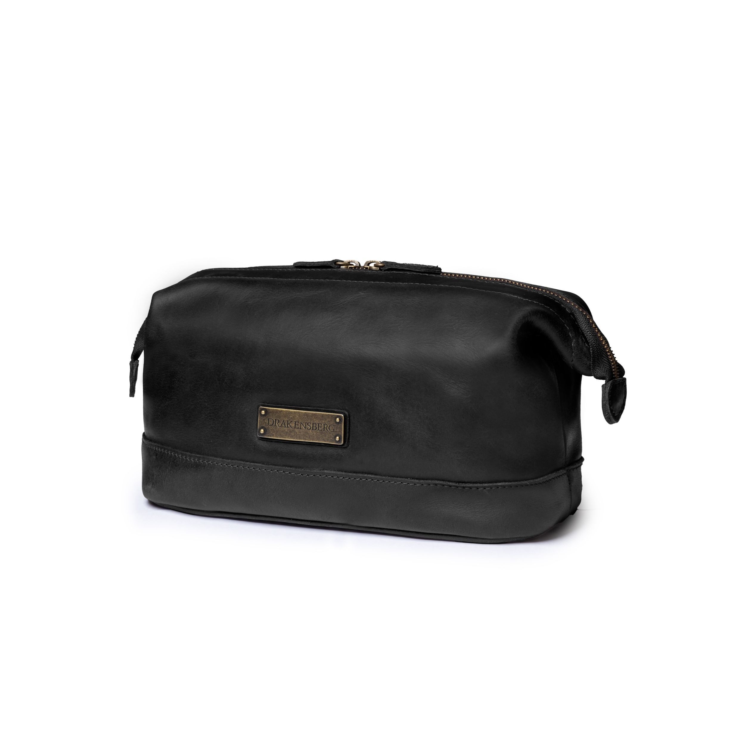 DRAKENSBERG Сумки для туалетных принадлежностей »Ruby« Vintage-Schwarz, Klassische Damen und Herren Kulturtasche aus Leder, Vintage-Look