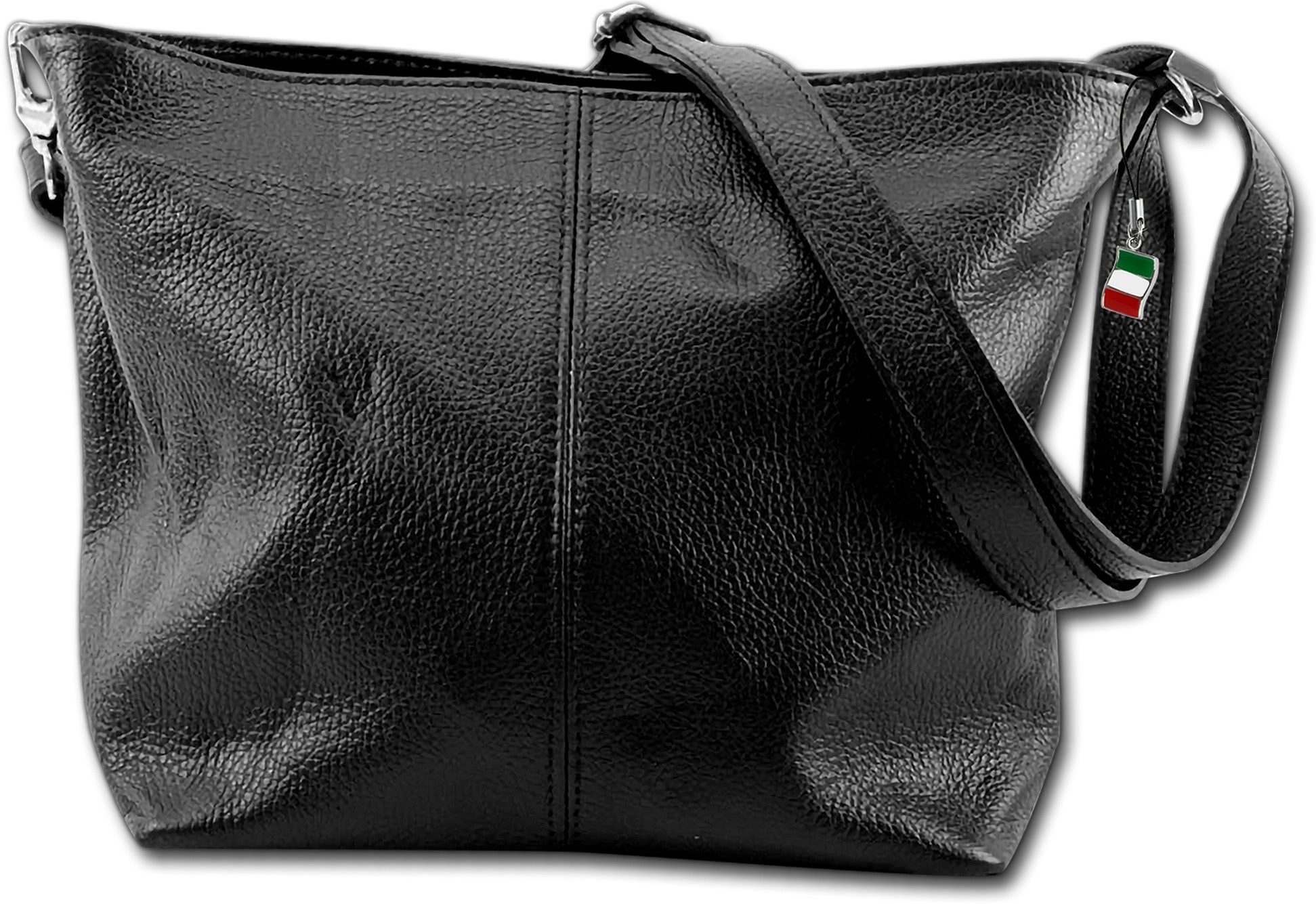 FLORENCE Umhängetasche schwarz Florence Tasche Leder (Schultertasche, Umhängetasche), Damen Tasche Echtes Leder taupe, beige, Made-In Italy