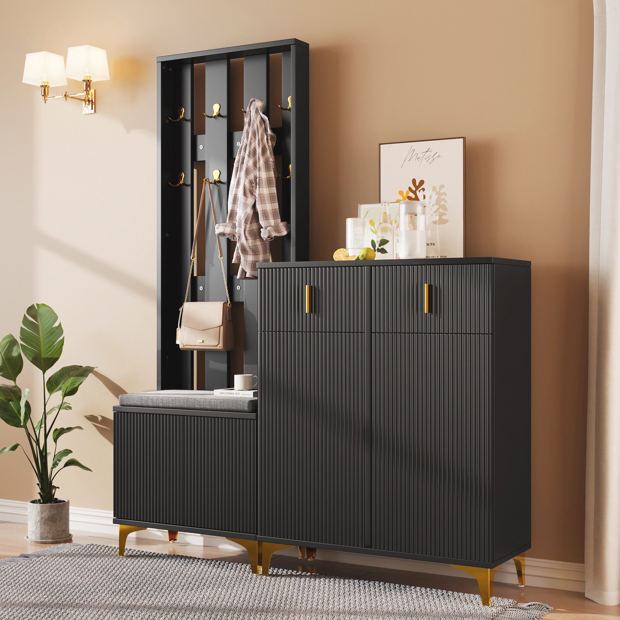 Merax Garderoben-Set Dolly, (Garderobenkombination, 3-St., Garderobenfront günstig online kaufen