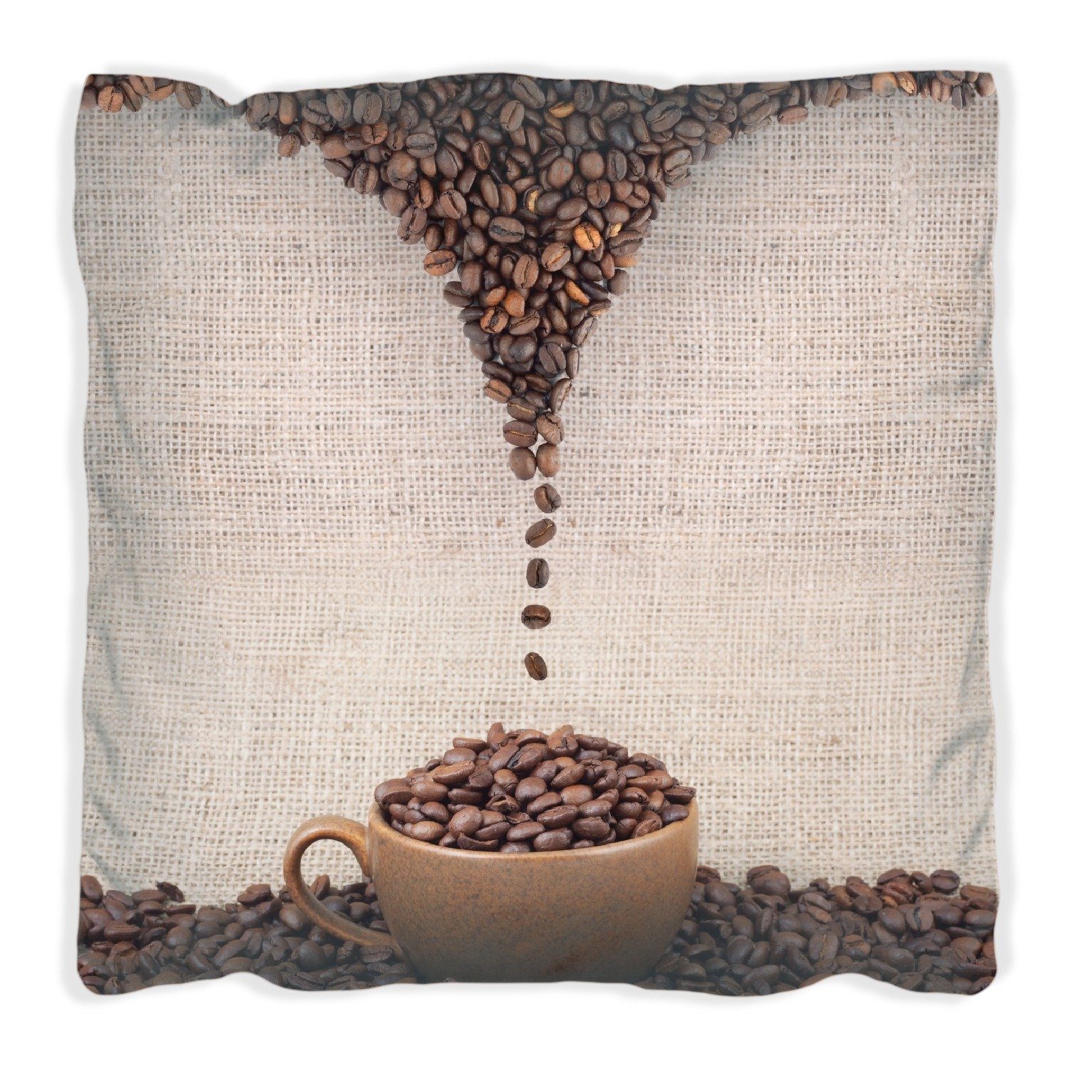 handgenäht Tasse Kaffeebohnen - Kaffeedesign, mit Wallario Dekokissen
