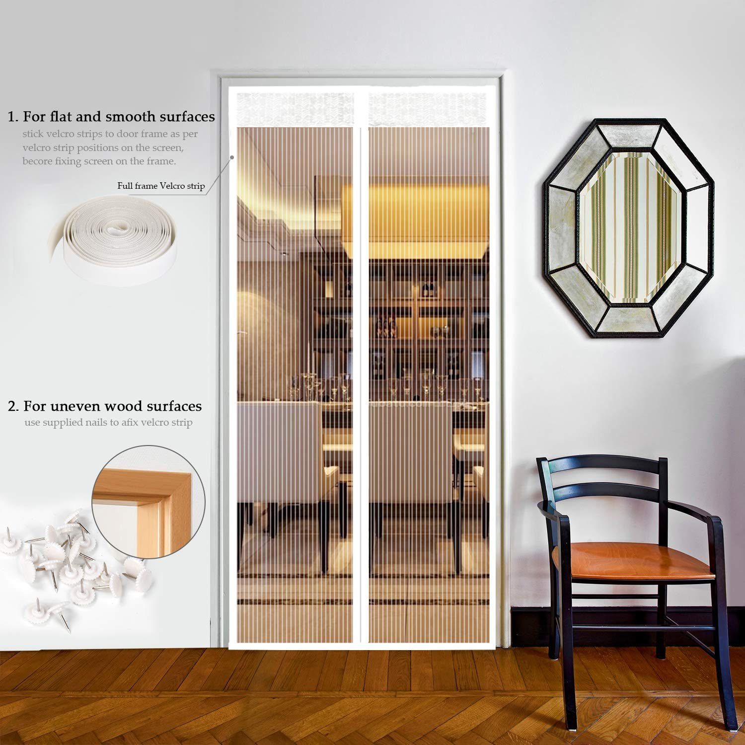 Magnetischer Fliegenvorhang Für Türen – 240x240 Cm, Grau, Selbstklebend, Gegen Mücken & Insekten, Für Balkon & Zimmer