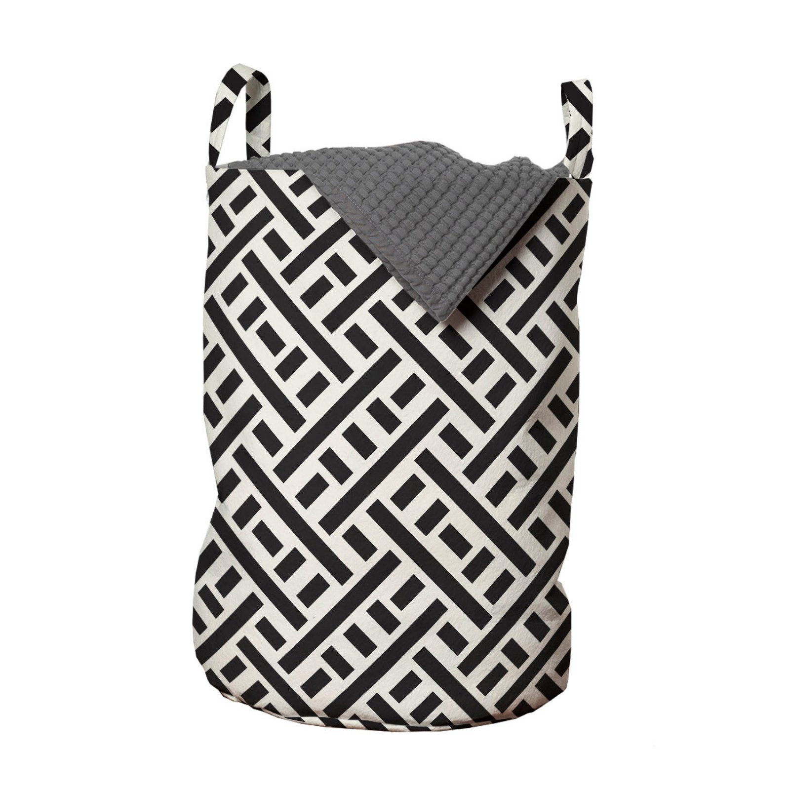 Abakuhaus Wäschesäckchen Wäschekorb mit Griffen Kordelzugverschluss für Waschsalons, Gitter Interlacing Stripes Maze