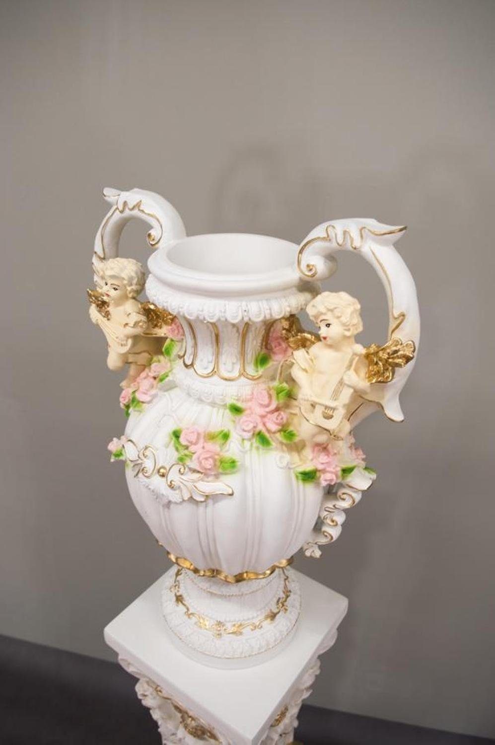 Vase Pokal Skulptur Kelch 70cm XXL Topf Vasen Weiß Blumen Design JVmoebel Handarbeit Deko