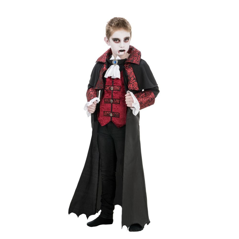 CHAKS Vampir-Kostüm Vampir Kinderkostüm mit Umhang und Jabot, Schwarz