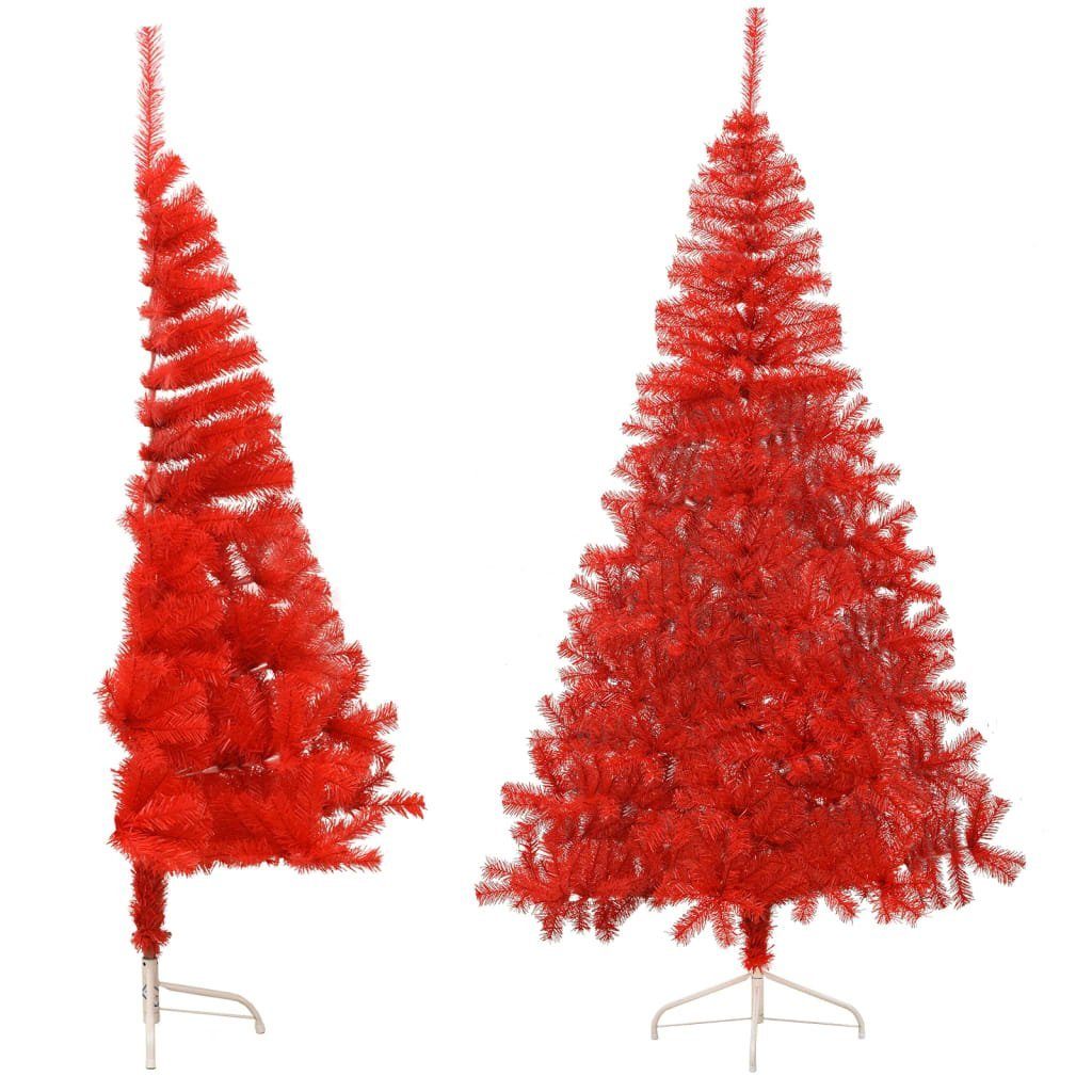 furnicato Künstlicher Weihnachtsbaum Künstlicher Halb-Weihnachtsbaum mit Ständer Rot 210 cm PVC