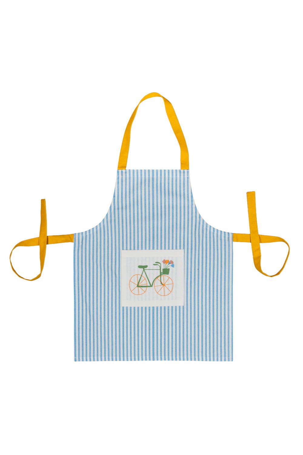 Tranquillo Kochschürze für Kinder VELOBLOOM 60x50cm Bio-Baumwolle Fronttasche Fahrradmotiv, (Einzelartikel), GOTS-zertifizierte Kinderschürze, pflegeleicht und robust