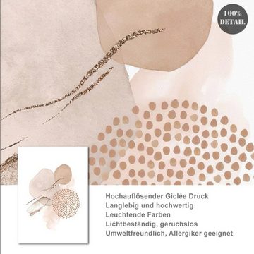 TPFLiving Kunstdruck (OHNE RAHMEN) Poster - Leinwand - Wandbild, Abstrakte Motive - Wanddeko Wohnzimmer - (13 verschiedene Größen zur Auswahl - Auch im günstigen 3-er Set), Farben: Beige, Braun, Weiß - Größe: 15x20cm