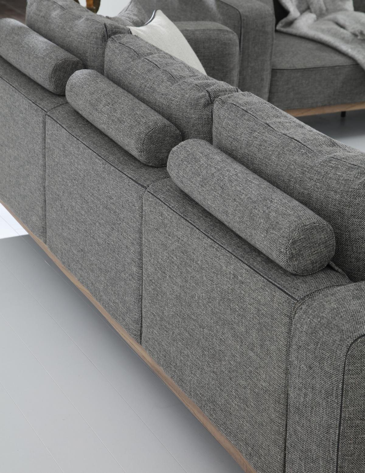 JVmoebel 3-Sitzer Zweisitzer Sofa 2 Grau, Teile, Design Modern Wohnzimmer Sitzer 1 Europa Sofas Stoff Made in
