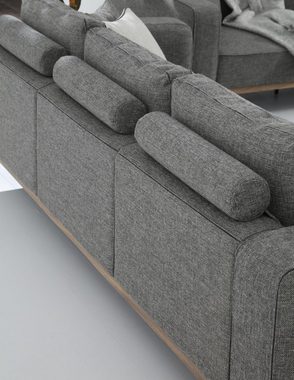 JVmoebel Wohnzimmer-Set Sofagarnitur 2 Sitzer Sessel Zweisitzer Stoff Sofas Modern Design Grau, (2-St., 1x 2-Sitzer + 1x Sessel), Made in Europa