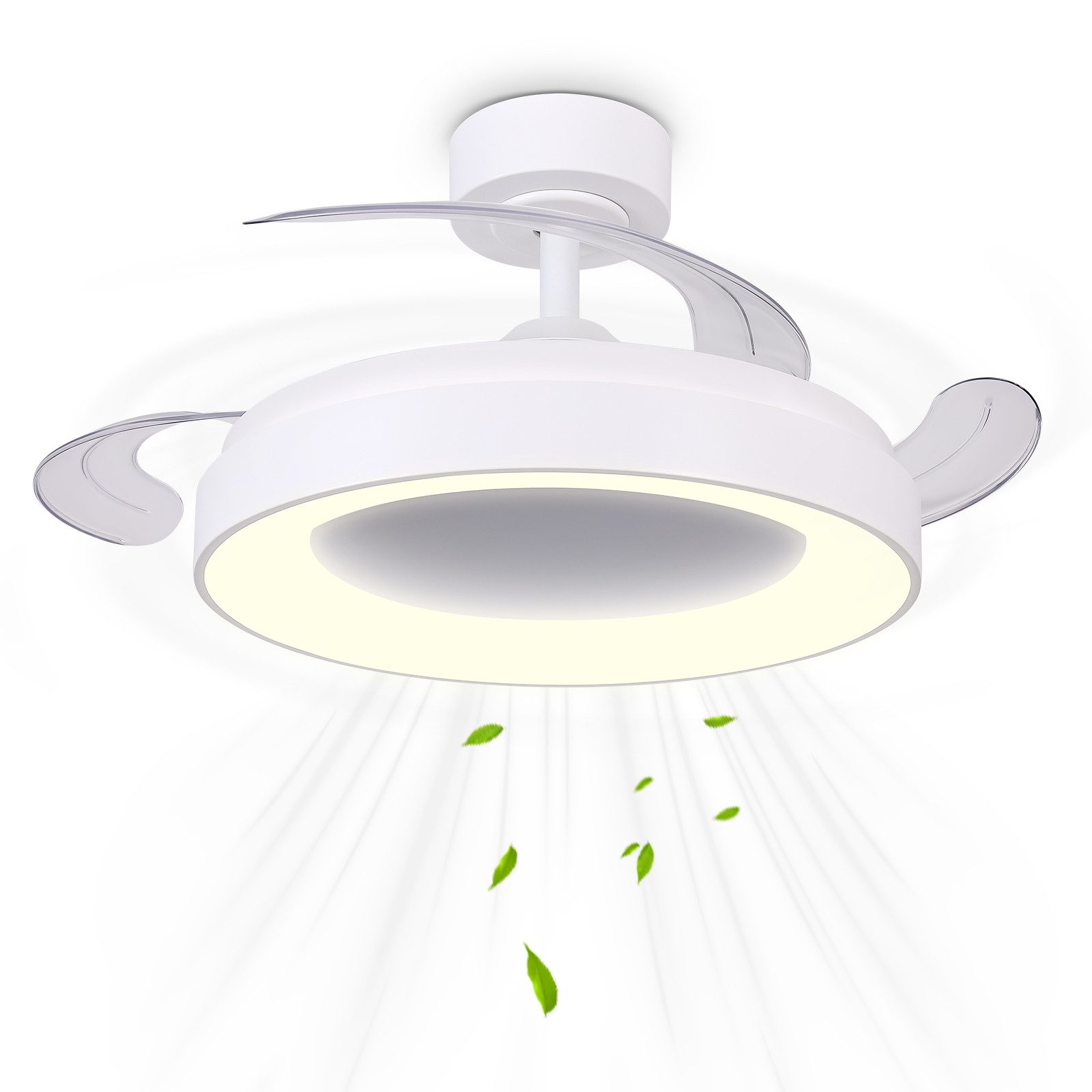 LEENON Deckenventilator Deckenleuchte,Leise Deckenventilator 6 Geschwindigkeiten,3CCT+RGB, Lampenlüfter mit Speicherfunktion und Timing-Funktion