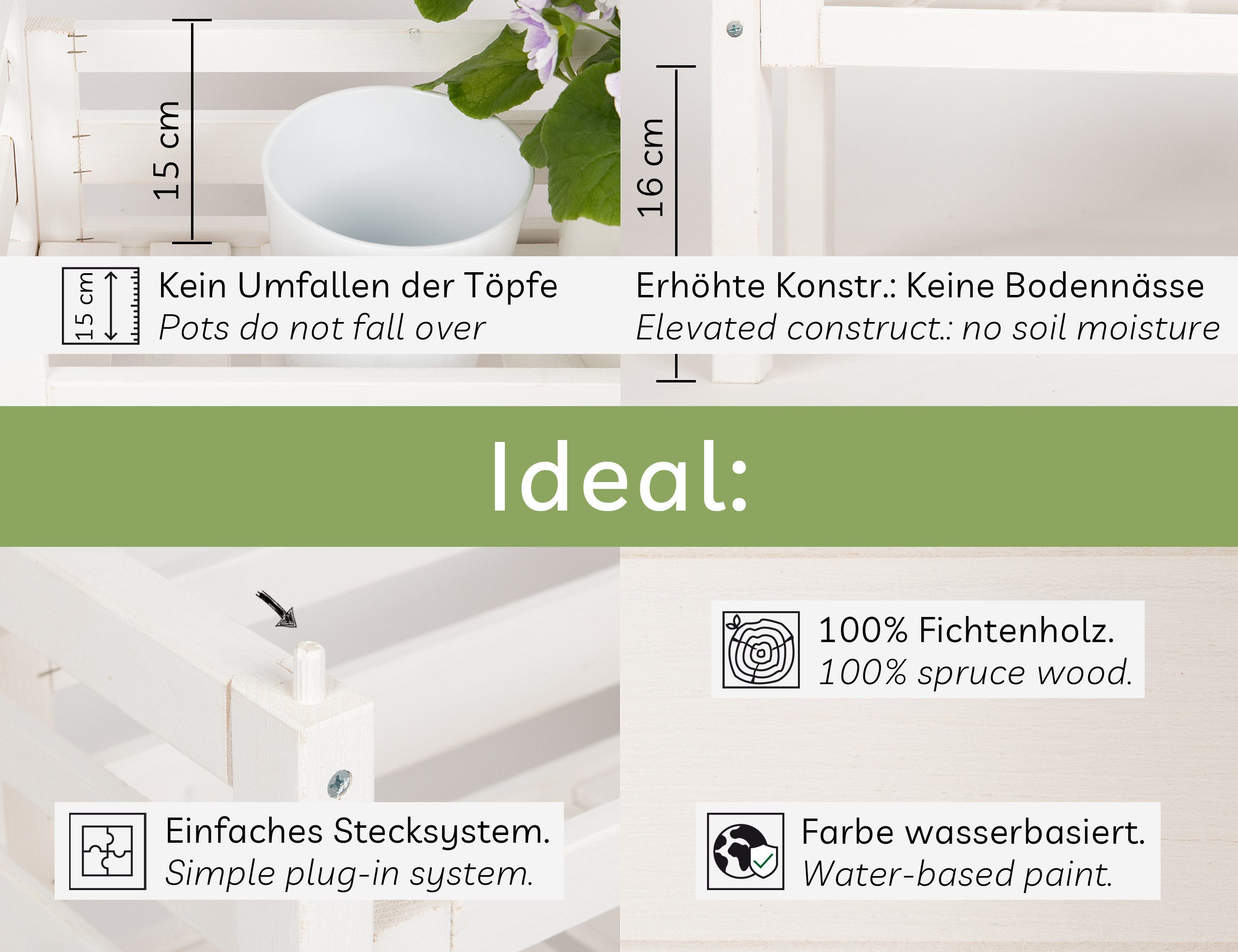 needs&wants® Blumenständer Pflanzenständer Blumentreppe Pflanzenregal Blumenregal Pflanzentreppe, Outdoor Indoor Balkon draußen Blumenleiter Pflanzleiter Pflanztreppe