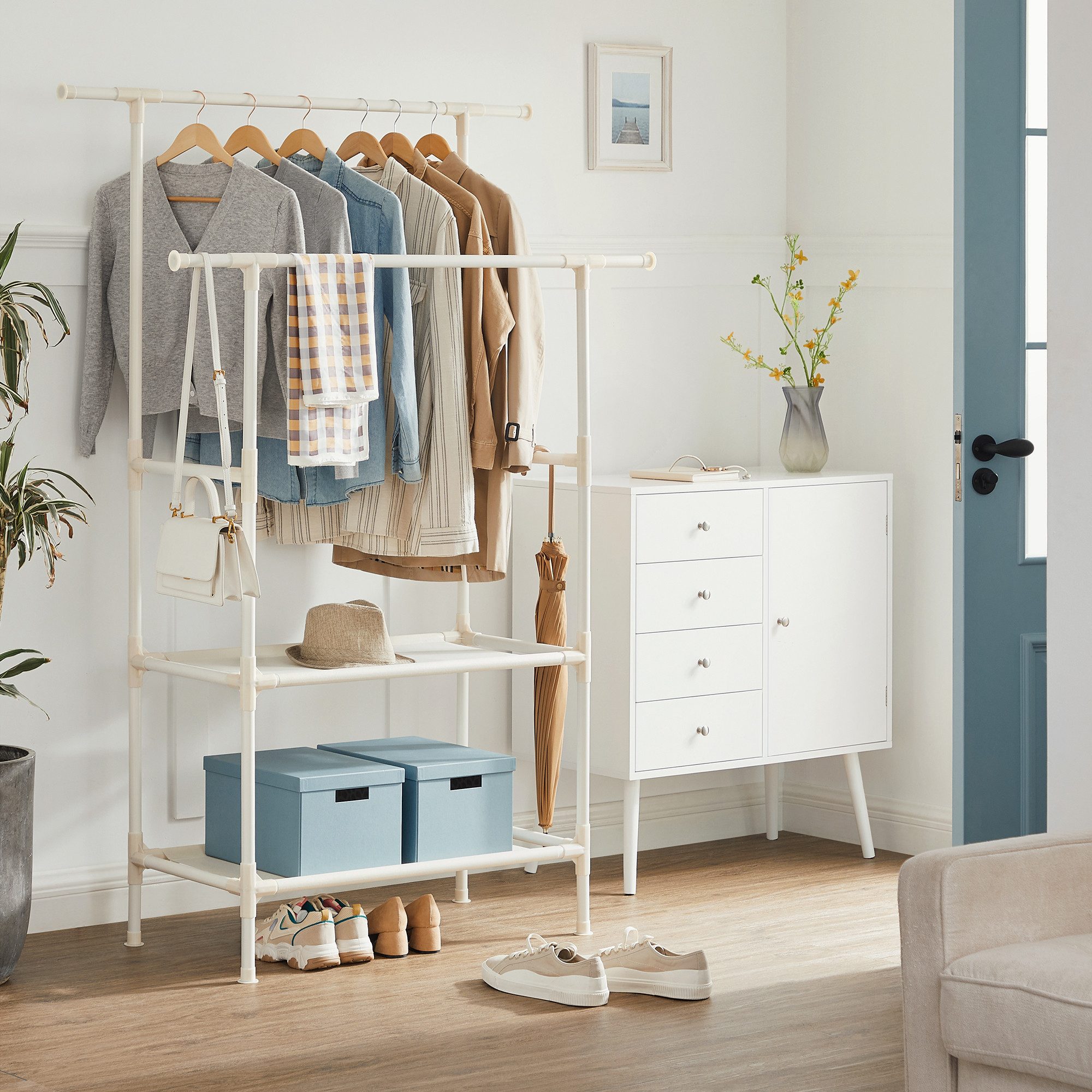 SONGMICS Kleiderständer, mit 2 Kleiderstangen, 2 günstig online kaufen