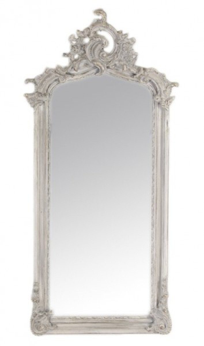 Casa Padrino Barockspiegel Luxus Barock Wandspiegel Antik Grau 120 x 55 cm - Massiv und Schwer - Antik Stil Spiegel